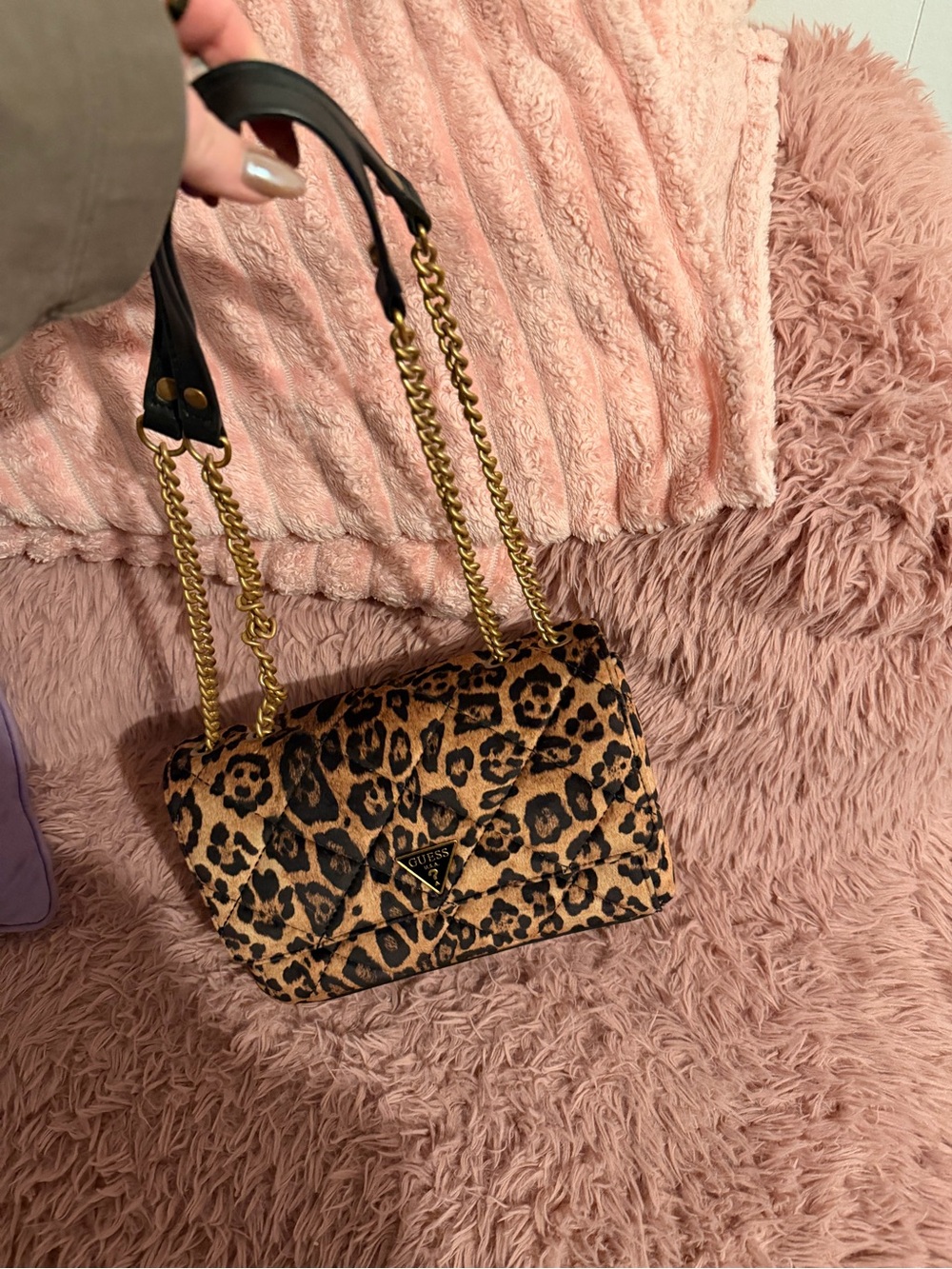 GUESS Cessily Quilted Leopard Convertible Crossbody Flap Bag⁠